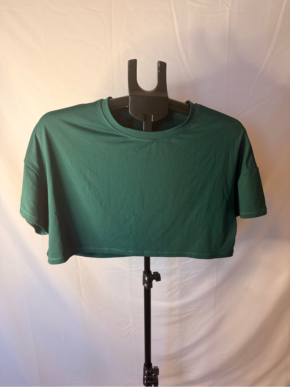 Forest Green Nylon Crop Top T-Shirt Size Large NWOT
